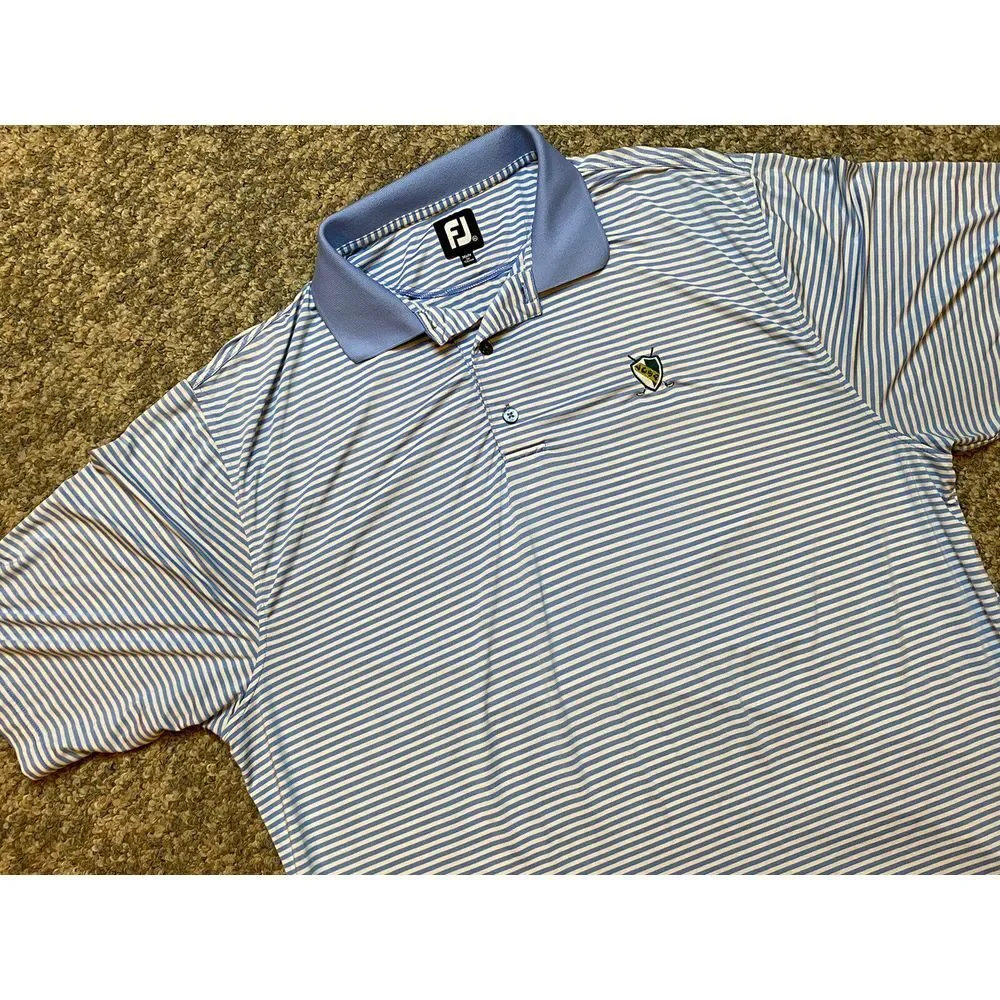 FootJoy Men's Size XL Navy Blue Stripe Polo Shirt Golf Shirt Polo Outdoor Golf - Picture 3 of 7